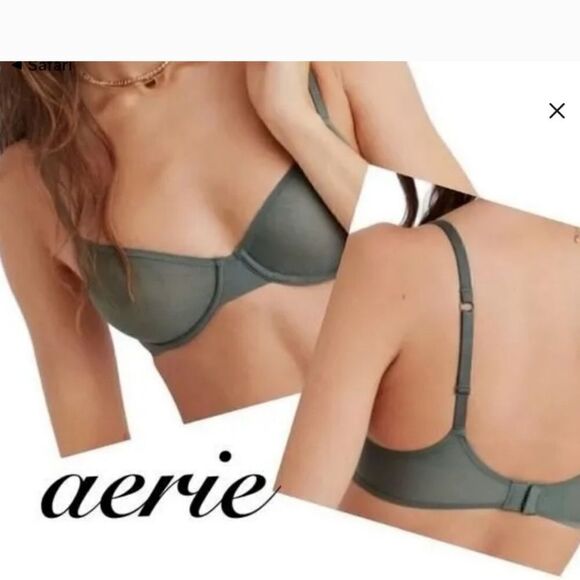 Aerie SMOOTHEZ Full Coverage Unlined Underwire Bra; Dark Green NWT - Picture 2 of 6